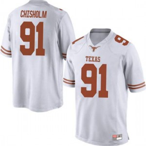 #91 Jamari Chisholm Texas Longhorns Men Replica Stitched Jersey White