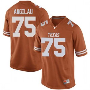 #75 Junior Angilau Texas Longhorns Men Game Stitch Jersey Orange