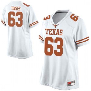 #63 Troy Torres Longhorns Women Game Stitched Jerseys White