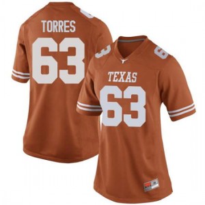 #63 Troy Torres University of Texas Women Replica Football Jersey Orange
