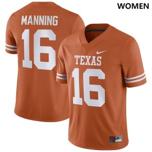 #16 Arch Manning Longhorns Women's Nike NIL Replica Football Jersey - Texas Orange