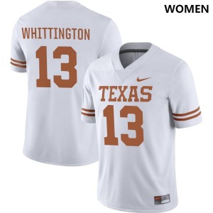 #13 Jordan Whittington Texas Longhorns Women's Nike NIL Replica Football Jersey - White