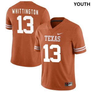 #13 Jordan Whittington UT Youth Nike NIL Replica Official Jersey - Texas Orange
