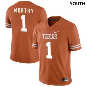 #1 Xavier Worthy Texas Longhorns Youth Nike NIL Replica Embroidery Jersey - Texas Orange